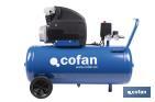 COMPRESOR DE AIRE DE PISTÓN COAXIAL | MOTOR DE 2 HP | COMPRESOR MONOFÁSICO 230 V | PRESIÓN MÁXIMA: 8 BARES | DEPÓSITO DE 50 LITROS | MEDIDAS: 77 X 43 X 66 CM