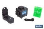 Nivel láser autonivelante de líneas cruzadas 3 x 360° | Modo automático y manual | Alta precisión | Incluye base magnética y maletín - Cofan